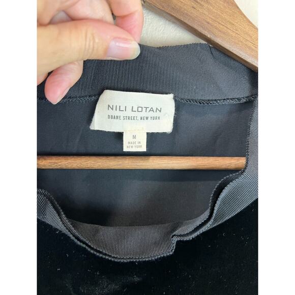 Nili Lotan Dress M Ribbon Trimmed Shift Dress Black Velvet Black Tie Gala - Picture 9 of 11